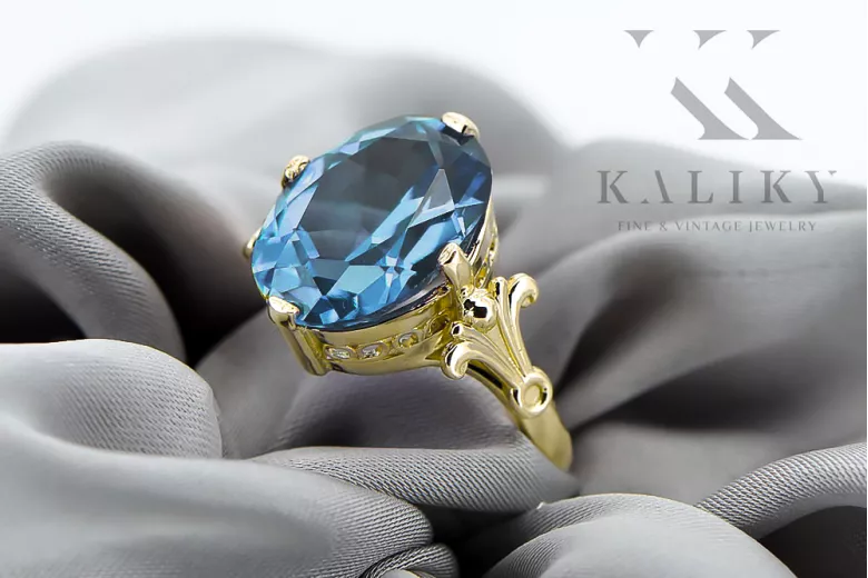 Ring Aquamarin 14 Karat Gelbgold Vintage Schmuck vrc369y